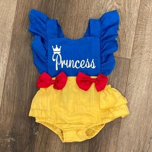 Disney Princess Romper Snow White Ruffle Bow Costume Outfit 3-6m